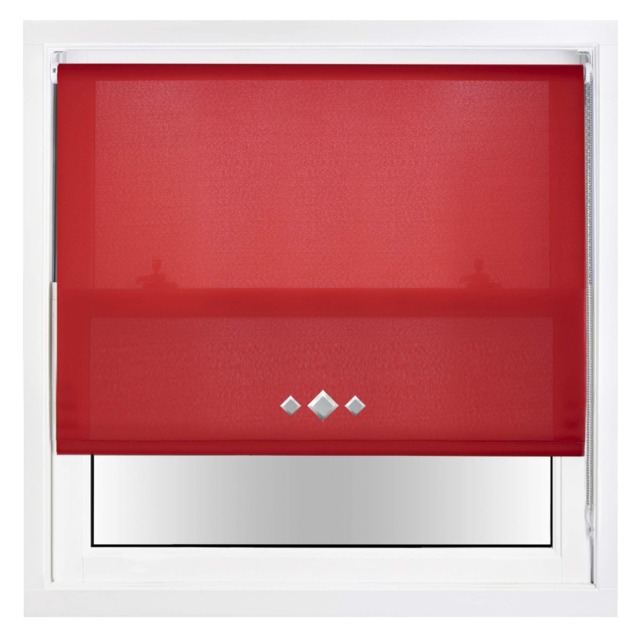 FURNISHED Daylight Trimmable Roller Blinds with Triple Diamond Eyelets and Metal Fittings Red Red (W) 105cm x (L) 165cm