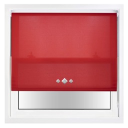 FURNISHED Daylight Trimmable Roller Blinds with Triple Diamond Eyelets and Metal Fittings Red Red (W) 105cm x (L) 165cm
