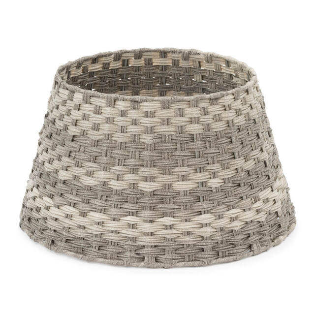Round Rattan Christmas Tree Skirt - Two-tone Grey