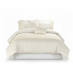 Embroidered Floral Duvet Cover Set Luxury Bedding Matching Pillowcases Cream King