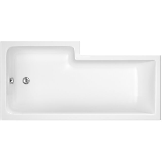 Balterley Modern L Shape Right Hand Shower Bath Tub with Leg Set (Waste and Panels Not Included) White White