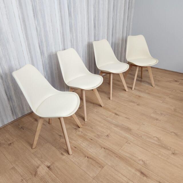 Dining Chairs Set of 4 Cream Tulip Kitchen Chairs