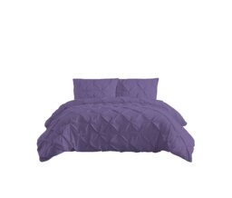 Pintuck Pinch Pleated Polycotton Duvet Cover And Pillowcase/s Set Bed Linen Purple Purple Lilac Double