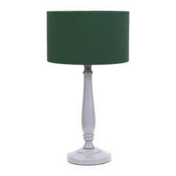 ValueLights Victoria Grey Wood Table Lamp Green Shade Grey Green