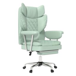 Levede Office Desk Chair Big and Tall for Heavy People with Footrest PU Green Green One Size