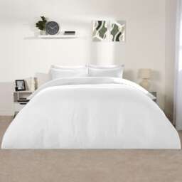 OHS Microfibre Plain Soft Duvet Cover and Pillowcase Set, King - White