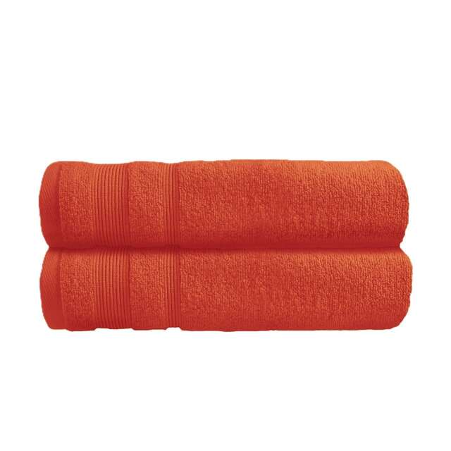 Luxury Zero Twist Egyptian Cotton Bath Towels 70 x 120cm - Pack of 2 Orange Terracotta Bath towel