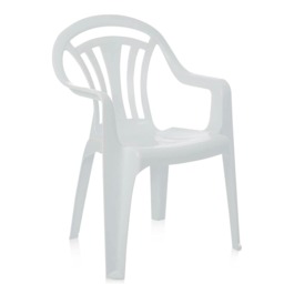 12 x White Stackable Low Back Outdoor Space Saving Garden Plastic Patio Chairs White