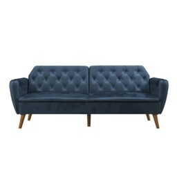 Tallulah Sofa Bed with Memory Foam in Velvet Blue Blue BLUE Not provided
