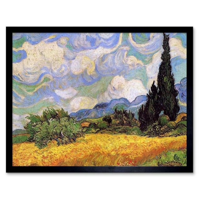 Vincent Van Gogh Wheat Field Cypresses 1889 Framed Wall Art Print
