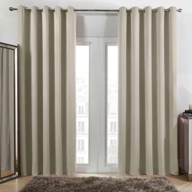 "OHS Blackout Thermal Eyelet Curtains, 90x90"" - Stone"
