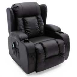 Caesar Electric Bonded Leather Automatic Recliner Heat & Massage Chair (Black)