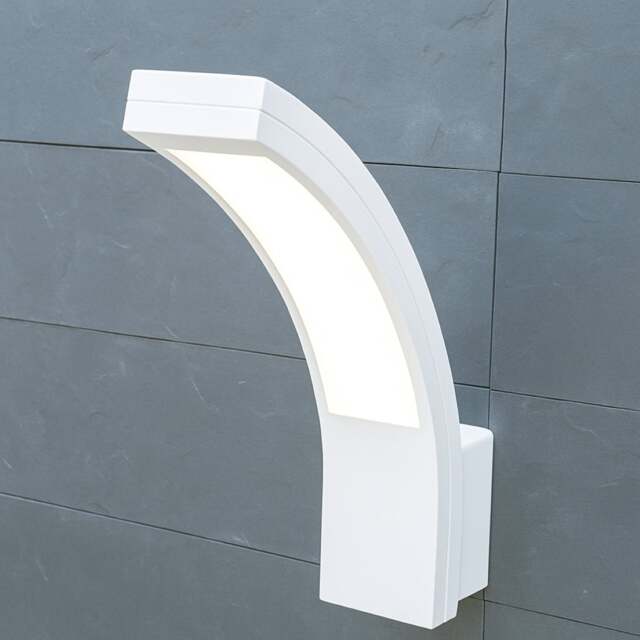 CGC PARIS White LED Curved Outdoor Wall Light White White Height: 25.5 cm, Width: 6.6 cm, Depth: 18.7 cm