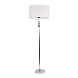 ValueLights Marissa White Shade with Chrome Stacked Ball Floor Lamp and Bulb