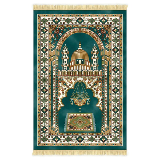 Velvet Prayer Mat - Blue and Green Green