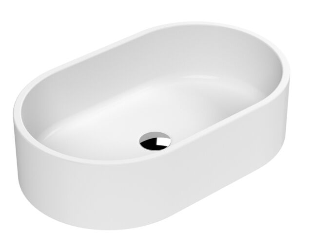 Balterley Nova Oval Countertop Vessel Basin for Modern Bathroom Vanity, Vitreous China White Matt White 1