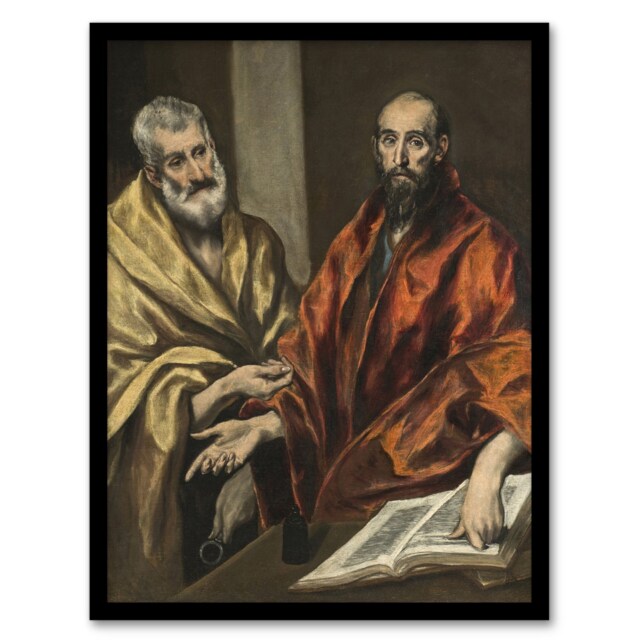 "Portrait of Saint Peter and Saint Paul El Greco Framed Wall Art Print 12X16"""