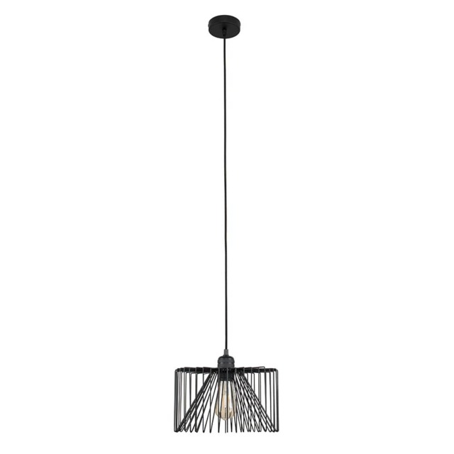 ValueLights Casco Matte Black Pendant Light Black Shade and Bulb