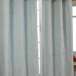 Homescapes Cotton Gingham Eyelet Curtains - 137 x 182 cm Blue Blue