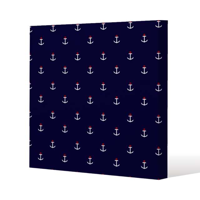 White & Red Anchors on Navy (Canvas Print) / 77 x 77 x 4cm Multi