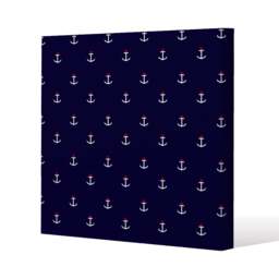 White & Red Anchors on Navy (Canvas Print) / 77 x 77 x 4cm Multi