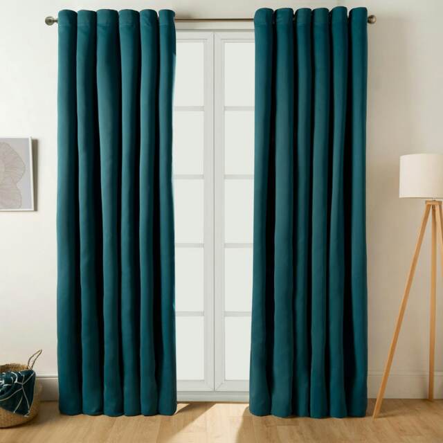 "OHS Blackout Thermal Insulated Eyelet Curtains, 66x72"" - Teal"