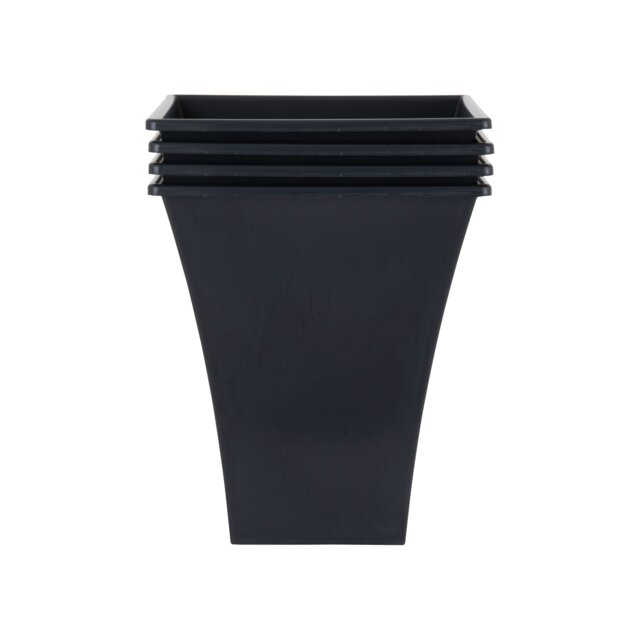 Wham Metallica 4 x 28cm Square Plastic Garden Planters Black Slate