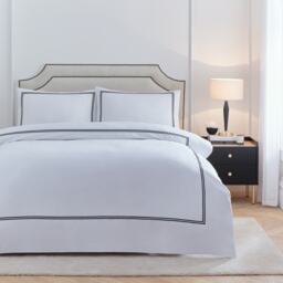 Paoletti Elara Embroidered 100% Cotton Duvet Cover Set Black Black Double