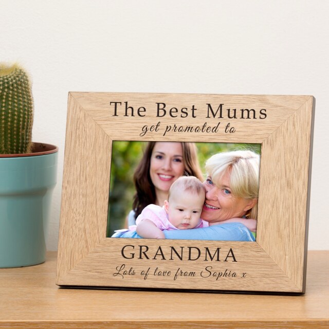 Personalised Best Mum Promoted Grandma New Baby 6x4 Wood Picture Frame