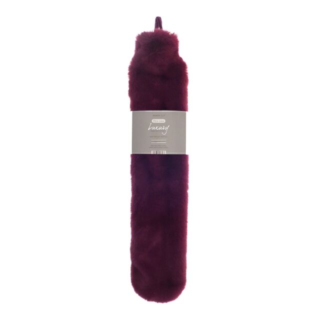 Ribbon Super Luxury Long Faux Fur Hot Water Bottle And Cover Purple Plum One Size 1