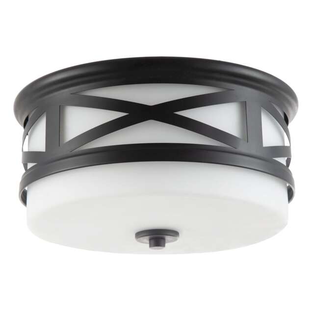 Vintage Classic Bathroom Flush Ceiling Light Fitting in Matte Black