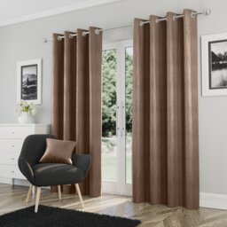Enhanced Living Goodwood Bronze Thermal, Energy Saving, Dimout Eyelet Curtains with Wave Pattern (PAIR) - 90 x 72 inch (229x183cm) Bronze Bronze 2