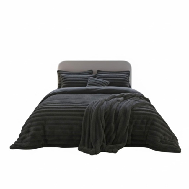 Luxury Teddy Cord Design Bedding Set Ultra Soft Cozy Stylish Comfort Grey King