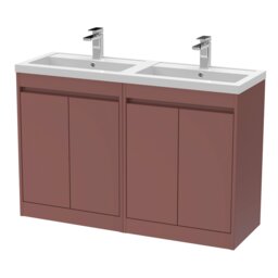 Balterley Chartley Contemporary Floor Standing 4 Door Vanity Basin Unit, Polymarble Basin, 1200mm, Smoked Red