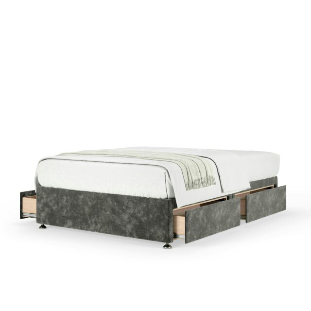 Majestic 1000 Pocket Sprung Charcoal Chenille 4 Drawer Divan Set Small Double