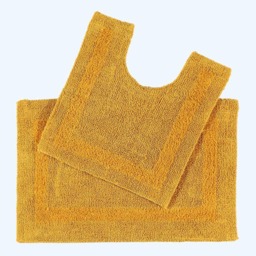 Homescapes Luxury Reversible Cotton Bath Mat Set - Mustard Yellow