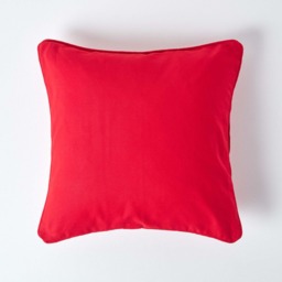 Homescapes Cotton Plain Red Cushion Cover - 45 x 45 cm Red Red 45 x 45 cm