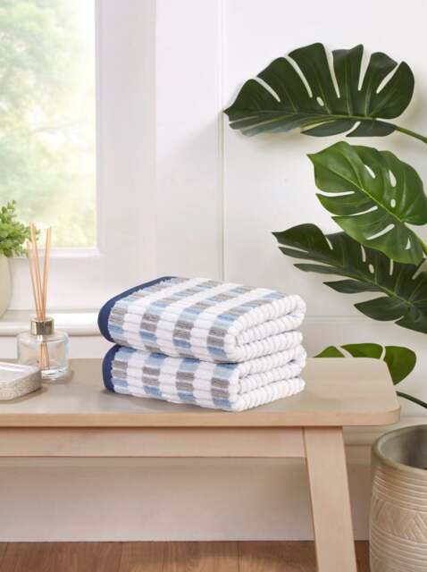 Santa Cruz Cotton Bath Sheet Towels Set Of 2 Blue Bath sheet 2