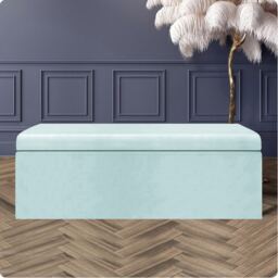 120cm Large Plain Safar Storage Ottoman Box, White Plush Velvet Upholstered Deep Storage Ottoman End of Bed Bench