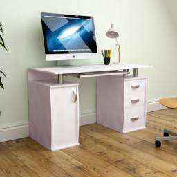 Vida Designs Otley 3 Drawer Computer Desk Home Office Workstation, White