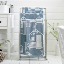 Kings Parade 100% Cotton Towels – Supersoft 550 GSM, Yarn-Dyed, Coastal-Inspired Jacquard Design Blue Chambray Bath sheet