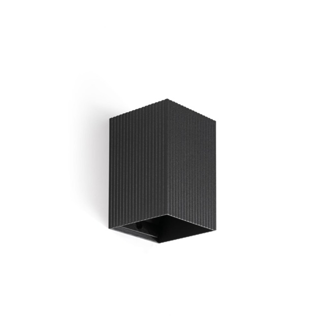 Lune Square Fluted Flush Wall Lamp Black 1x GU10