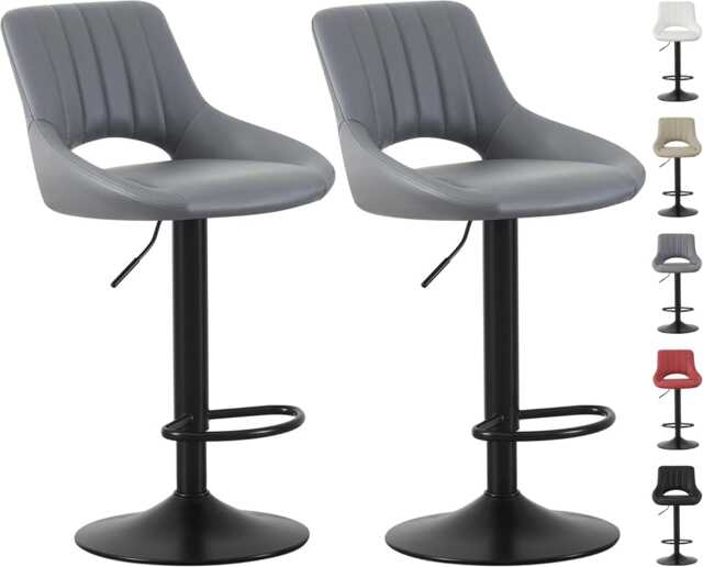 Set of 2 Height Adjustable Kitchen Bar Stool Breakfast Chairs with Footrest - Stacey