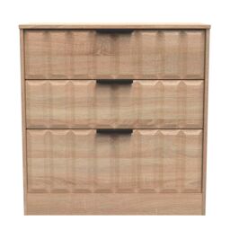 Seattle 3 Drawer Deep Chest of Drawers in Bardolino Oak (Ready Assembled) Brown Bardolino Oak
