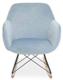 Orsina Small Blue Velvet Rocking Chair, Comfortable Velvet Desk Chair, Backrest Dining Armchair, Cozy Armchair