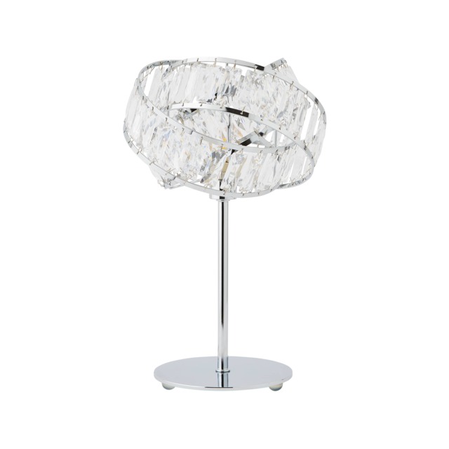 ValueLights Hudson Chrome and Clear Acrylic Intertwined Rings Table Lamp