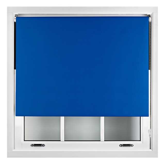 Blackout Roller Blind 150cm Wide x 165cm Long Metal Fittings Blue Blue