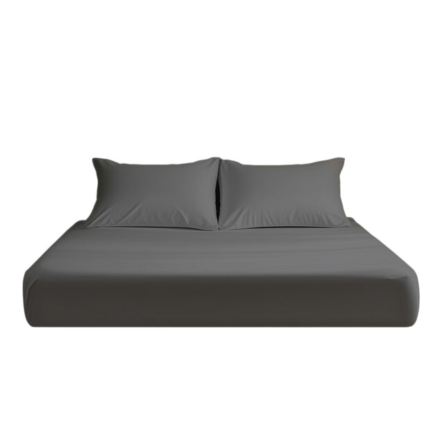 Microfibre Soft Touch Fitted Sheet 25cm Skirt Plain Dyed Bed Linen Grey Grey Double