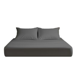 Microfibre Soft Touch Fitted Sheet 25cm Skirt Plain Dyed Bed Linen Grey Grey Double