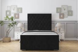 "Sloomy Watson Black Plush Bed Frame With Mattress With 50"" Upholstered Headboard 6' Super King"